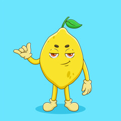 Cute Lemon Showing Phone Finger Gesture Illustration