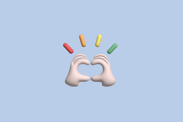 Happy people giving and sharing love, donating. Holding hearts. 3d love concept. Realistic 3d object cartoon style. Vector colorful illustration.