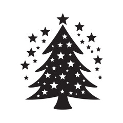 Minimalist Christmas Tree Vector Simple Icon Illustration on White Background