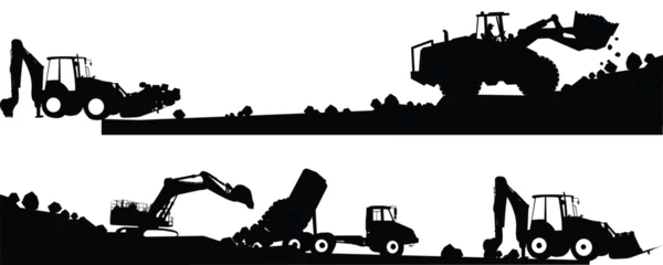 Poster construction tractor and builders silhouette © prodesignz22