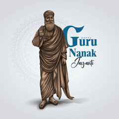 Fototapeta na wymiar happy Guru Nanak Jayanti festival greeting card design. India Hindu Sikh celebrating birthday of Guru Nanak Dev. abstract vector illustration.