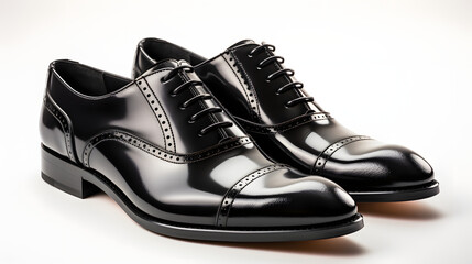 black leather Dress shoes isolated on white background