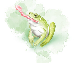 cute frog watercolor clipart illustration