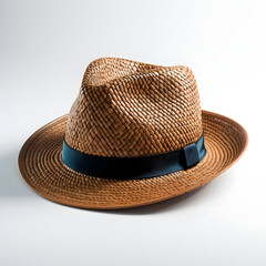 brown color Panama hat isolated on white