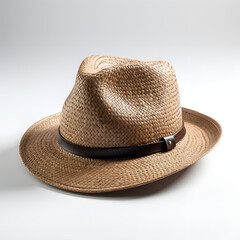 light color Panama hat isolated on white
