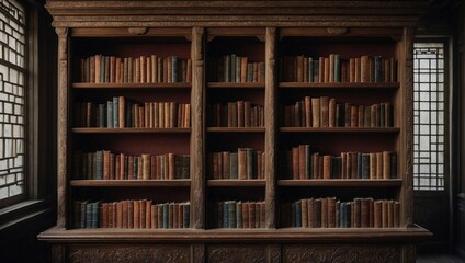 A Vintage Bookcase Filled with Literary Gems. Generative AI