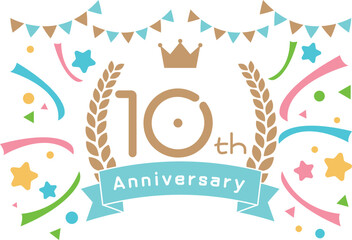 10thANNIVERSARYフレームイラストセット	