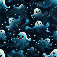 Ghosts cartoon fun repeat pattern