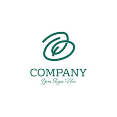Fototapeta premium simple letter b and leaf logo