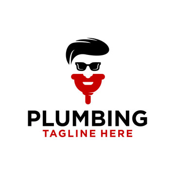 Plumbing service company logo, plumbing logo with a unique character icon concept, a plumbing logo that stands out from other plumbing companies template
