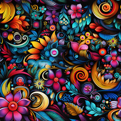 Vibrant mandala colorful repea pattern spiritual floral