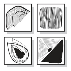 Trendy set of abstract minimalist artistic hand painted composition ideal for wall decoration, as postcard or brochure design illustration