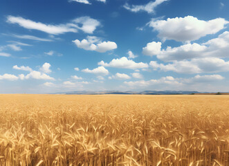 Naklejka premium golden wheat field and sky in the summer