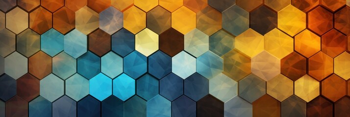 abstract geometric rainbow hexagon fractal pattern wallpaper, generative AI
