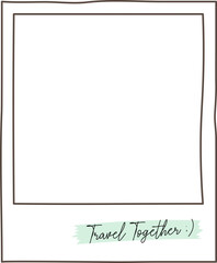 photo frame isolated on white doodle drawing style, Square 1:1 size, Vector Illustration