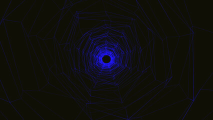Abstract tunnel consisting of particles and lines. Futuristic infinite space background. See my portfolio for more color or design images.