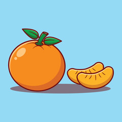 tangerine orange citrun fruit cartoon vector illustration