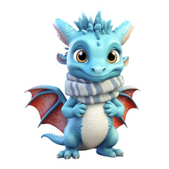 Fototapeta premium Charming 3D Dragon Dressed for a Winter Adventure png