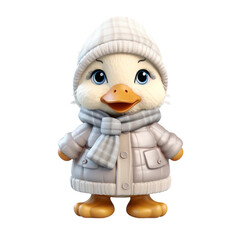 Charming 3D Cute Baby Duck Dressed for a Winter Adventure png