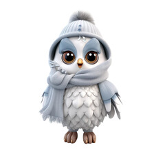 Charming 3D Owl Dressed for a Winter Adventure png