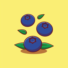 blueberry berry fruit cartoon vector illustration