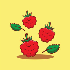 raspberry berry fruit cartoon vector illustration
