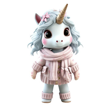 Charming 3D Cute Baby Unicorn Dressed for a Winter Adventure png © png sublimation