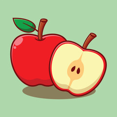 red apple fruit cartoon vector illustration