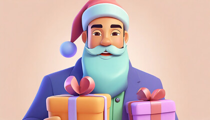 3d santa clause with gifts
