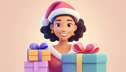 3d santa clause with gifts