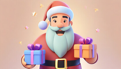 3d santa clause with gifts