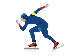 Speed skating runner. Vector 3d