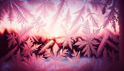 Photo capturing a close-up of intricate frost patterns etched across a windowpane.