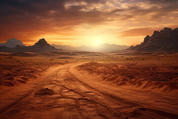 Fototapeta na wymiar Beautiful dessert landscape view for wallpaper, background and zoom meeting background