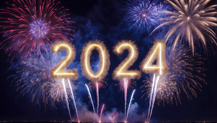 New year 2024 fireworks celebration