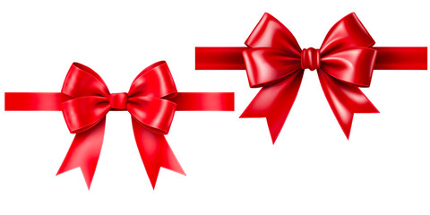 The red long ribbon bow on a transparent background