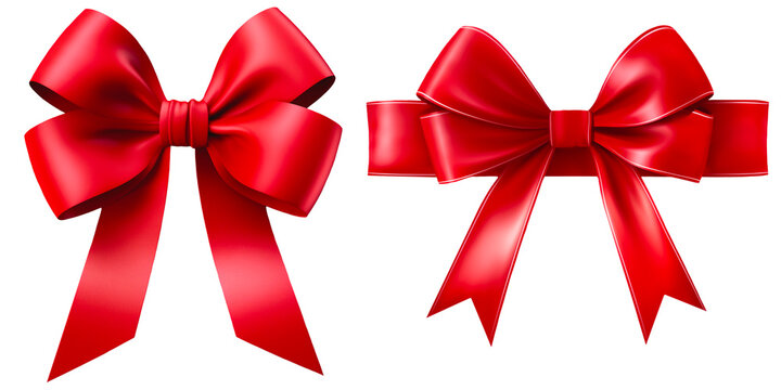 The red ribbon bow on a transparent background
