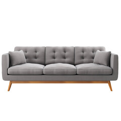 a gray modern sofa on a transparent background