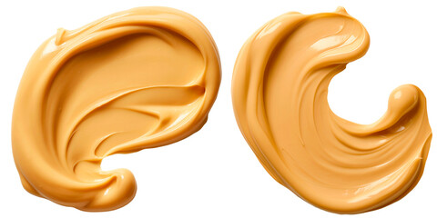 Peanut butter smears on a transparent background