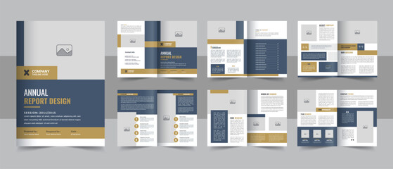 Modern business annual report template with cover, back and inside pages, Annual Report template Layout vector - obrazy, fototapety, plakaty