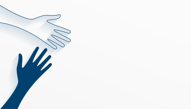 minimal volunteer team joining hand banner with text space