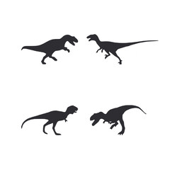 set icon silhouettes of dinosaurs