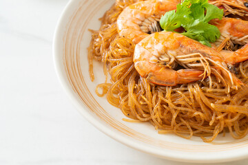 Casseroled or Baked Shrimp with Glass Noodles