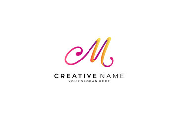 Obraz premium Simple minimalist letter M logo vector template