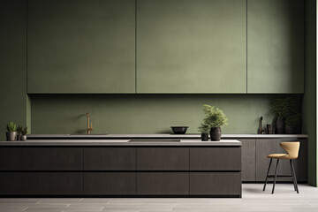 AI generation. Sleek and modern, the dark kitchen exudes industrial flair and - obrazy, fototapety, plakaty