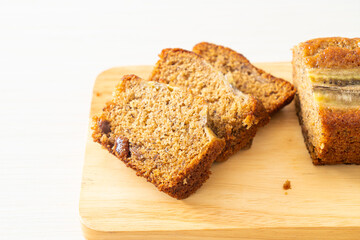 banana cake on wood board