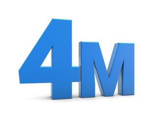 4M sign isolated on transparent background. Thank you for 4M followers 3D. 3D rendering	