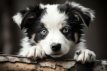black and white puppy, AI generated