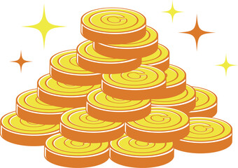 積みあげたCマークのついたコイン塊イラスト