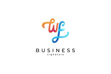 WF, W and F monogram letter logo design - obrazy, fototapety, plakaty